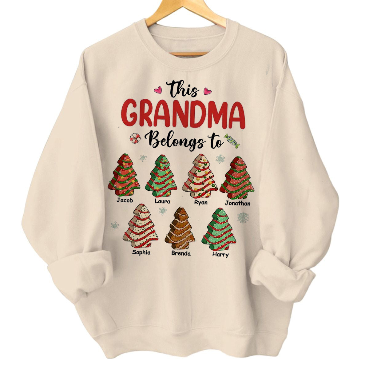 Christmas Tree Cake Grandkids Gift For Grandma Personalized Sweatshirt