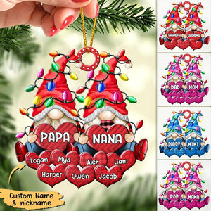 Christmas Light Dwarf Couple Papa Grandma Sweet Heart - Personalized Acrylic Ornament