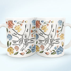 Personalized Hand In Hand Mug Gift For Mom, Grandma