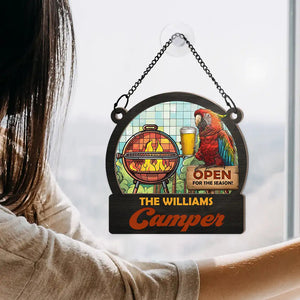 Personalized Window Hanging Sunshade Ornament - Open For The Season For Barbecue, Beer