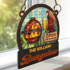 Personalized Window Hanging Sunshade Ornament - Open For The Season For Barbecue, Beer