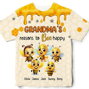 Personalized Grandma's Reasons To Bee Happy All-over Print T Shirt