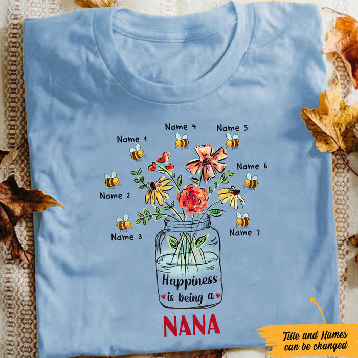 Personalized Bees Vase Flower Spandex T-shirt Gift For Grandma, Mom