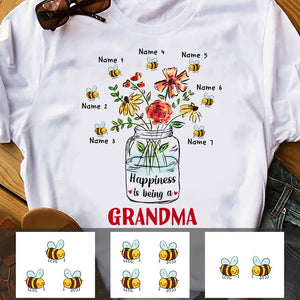 Personalized Bees Vase Flower Spandex T-shirt Gift For Grandma, Mom