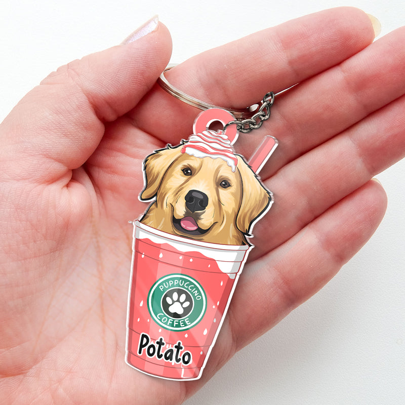 Personalized Acrylic Keychain Gift - Puppuccino Catpuccino Coffee, Snow- For Dog & Cat Lovers