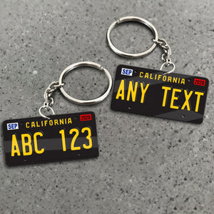 Personalized Black License Plate Acrylic Keychain