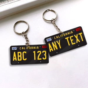 Personalized Black License Plate Acrylic Keychain