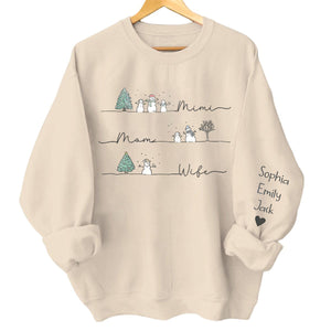 Wife Mom Mimi Christmas Snowman And Grandkids - Family Personalized  Sweatshirt