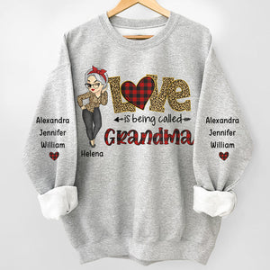 Love Is Being Called Mom, Grandma - Family Personalized Christmas Sweatshirt