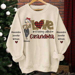 Love Is Being Called Mom, Grandma - Family Personalized Christmas Sweatshirt