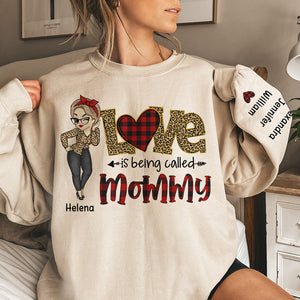 Love Is Being Called Mom, Grandma - Family Personalized Christmas Sweatshirt