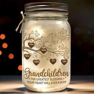 The Greatest Blessing - Personalized Custom Love Hearts Tree Mason Jar Light