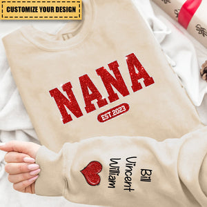 Personalized Glitter Custom Name Mimi Nana Grandma Est And Kids Sweatshirt