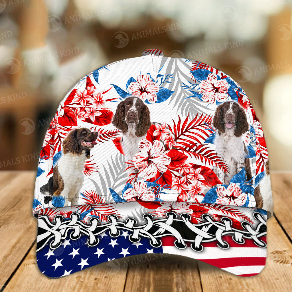 English Springer Spaniel - American Flag Cap