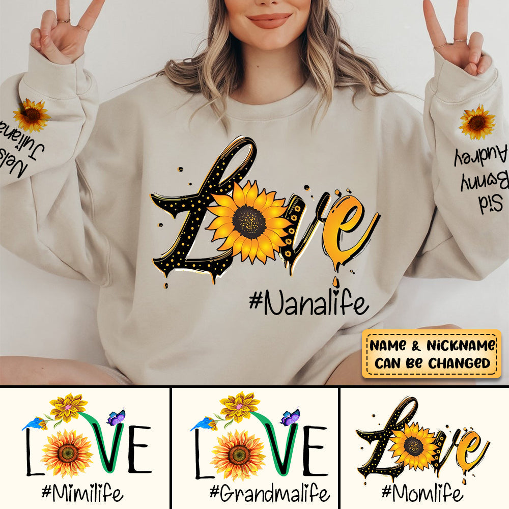 Personalized Sunflower Love Grandmalife Kids Sweatshirt