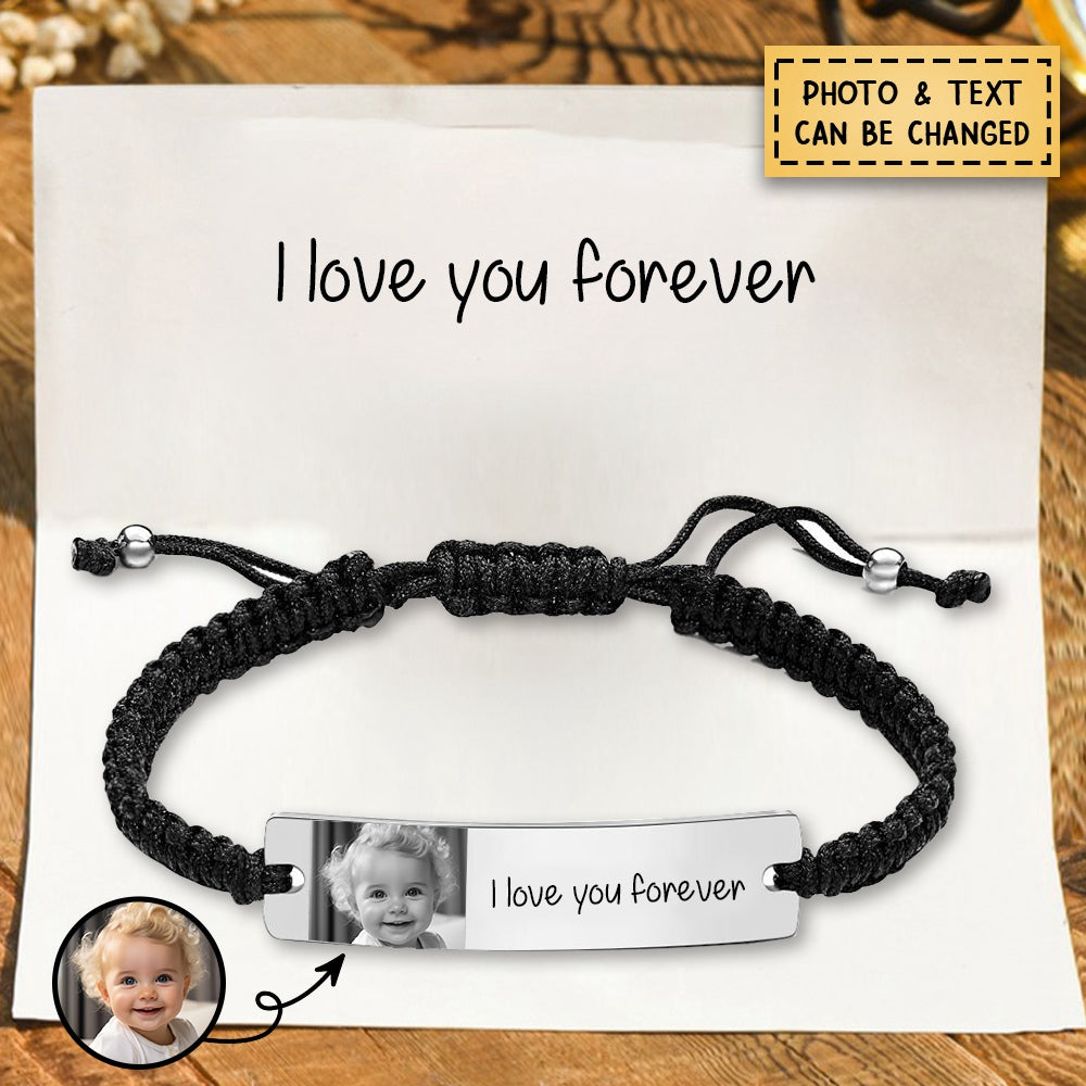 Personalized Customized Picture Name or Text Stainless Steel ID Braided Bracelet