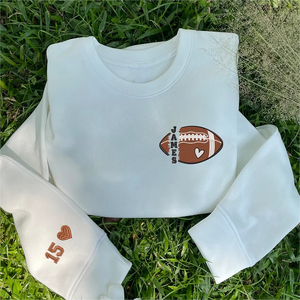 Personalized American Football Name And Number On Sleeve Embroidered Sweatshirt