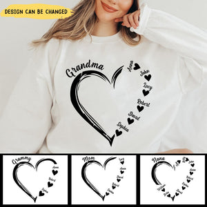 Personalized Grandma and Grandkids,Grandma Heart Sweatshirt