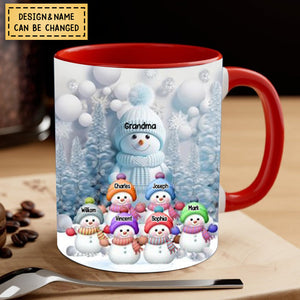 Christmas Blue Vibe Snowman Grandma Mom Colorful Kids Personalized Mug