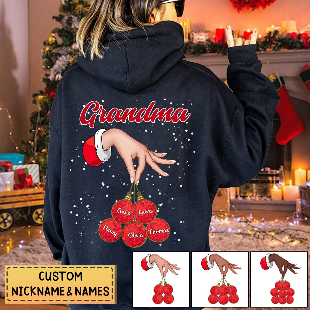 Grandma Christmas Hand Personalized Shirt, Personalized Gift for Nana, Grandma, Grandmother, Grandparents