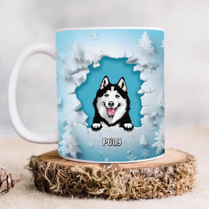 Personalized Peeking Dog Coffee Mug Christmas Gift Idea For Dog Lover