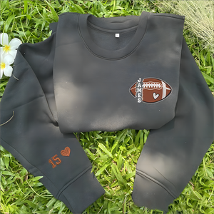 Personalized American Football Name And Number On Sleeve Embroidered Sweatshirt