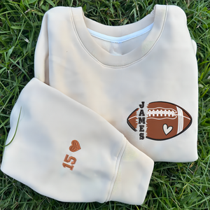 Personalized American Football Name And Number On Sleeve Embroidered Sweatshirt