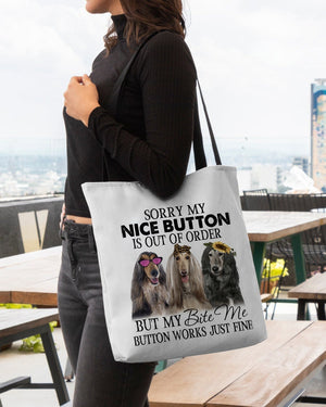 Afghan Hound-Bite Me Button-Cloth Tote Bag