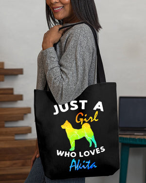 Akita-Just A Girl-Cloth Tote Bag