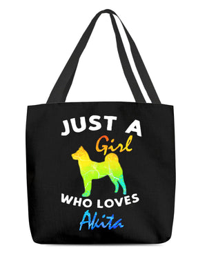 Akita-Just A Girl-Cloth Tote Bag