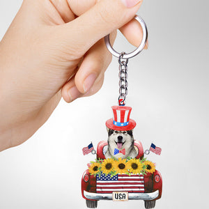 Alaskan Malamute-USA Truck Flat Acrylic Keychain