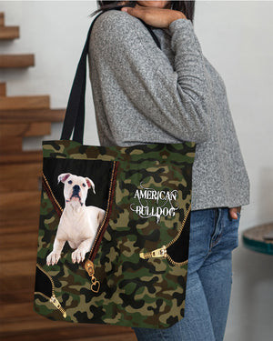 American Bulldog Camo Cloth Tote Bag