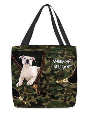 American Bulldog Camo Cloth Tote Bag