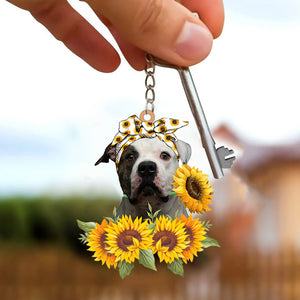 American Bulldog-Dog Mom Keychain