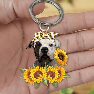 American Bulldog-Dog Mom Keychain