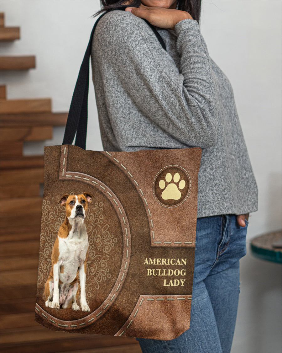 American Bulldog-Lady&Dog Cloth Tote Bag