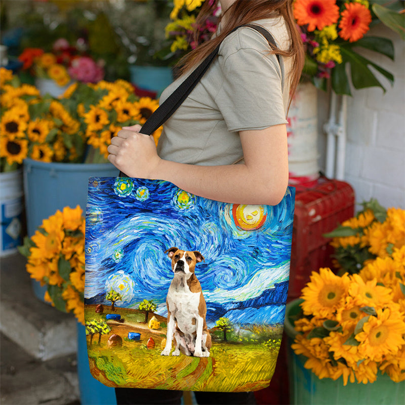 American Bulldog-Oil Painting-Cloth Tote Bag