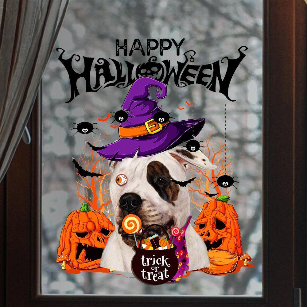 American Bulldog-Trick Or Treat-Halloween Window Clings Stickers