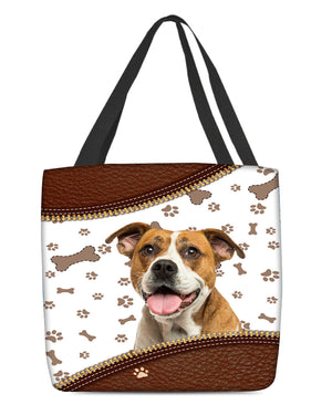 American Bulldog -Zipper Texture-Cloth Tote Bag