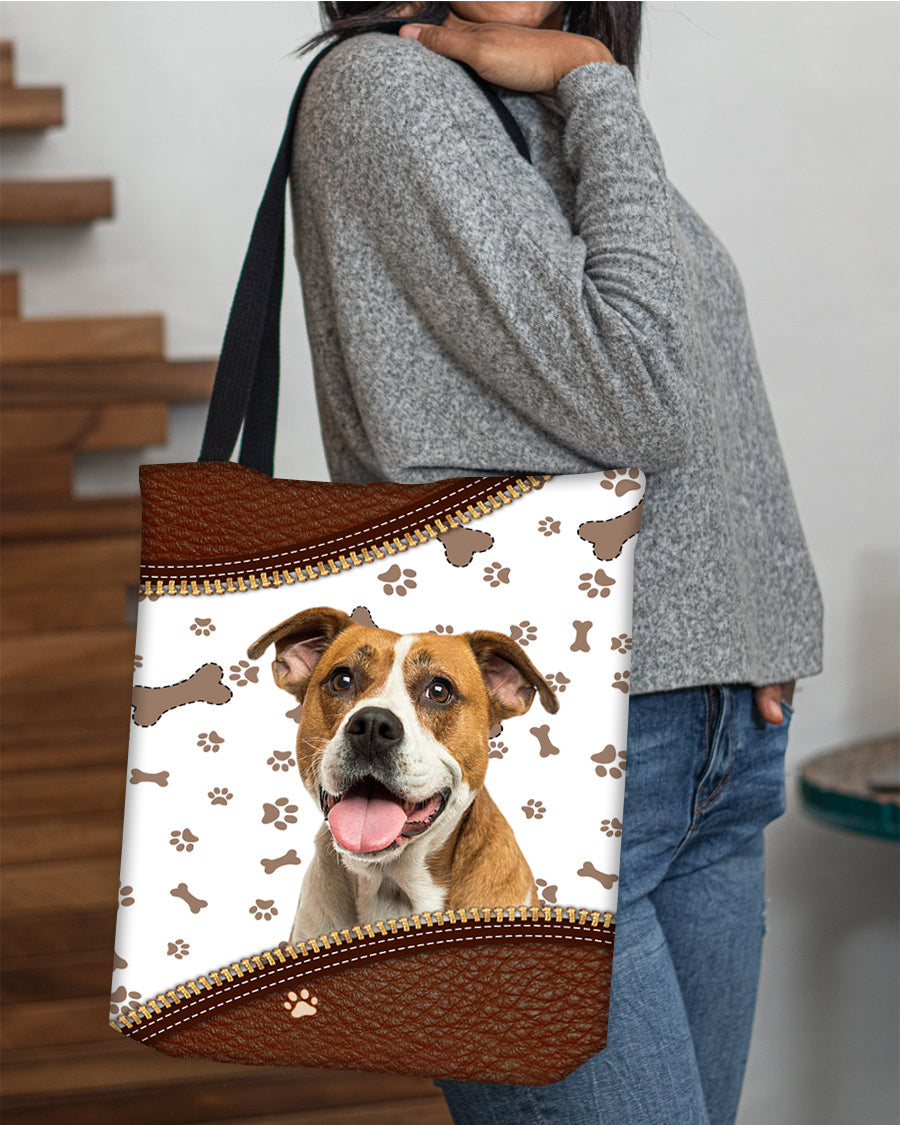 American Bulldog -Zipper Texture-Cloth Tote Bag