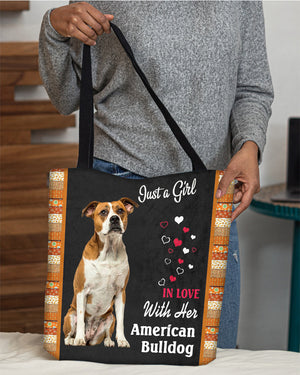 American Bulldog  In Love-Cloth Tote Bag