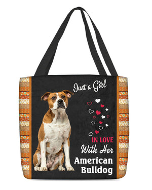 American Bulldog  In Love-Cloth Tote Bag