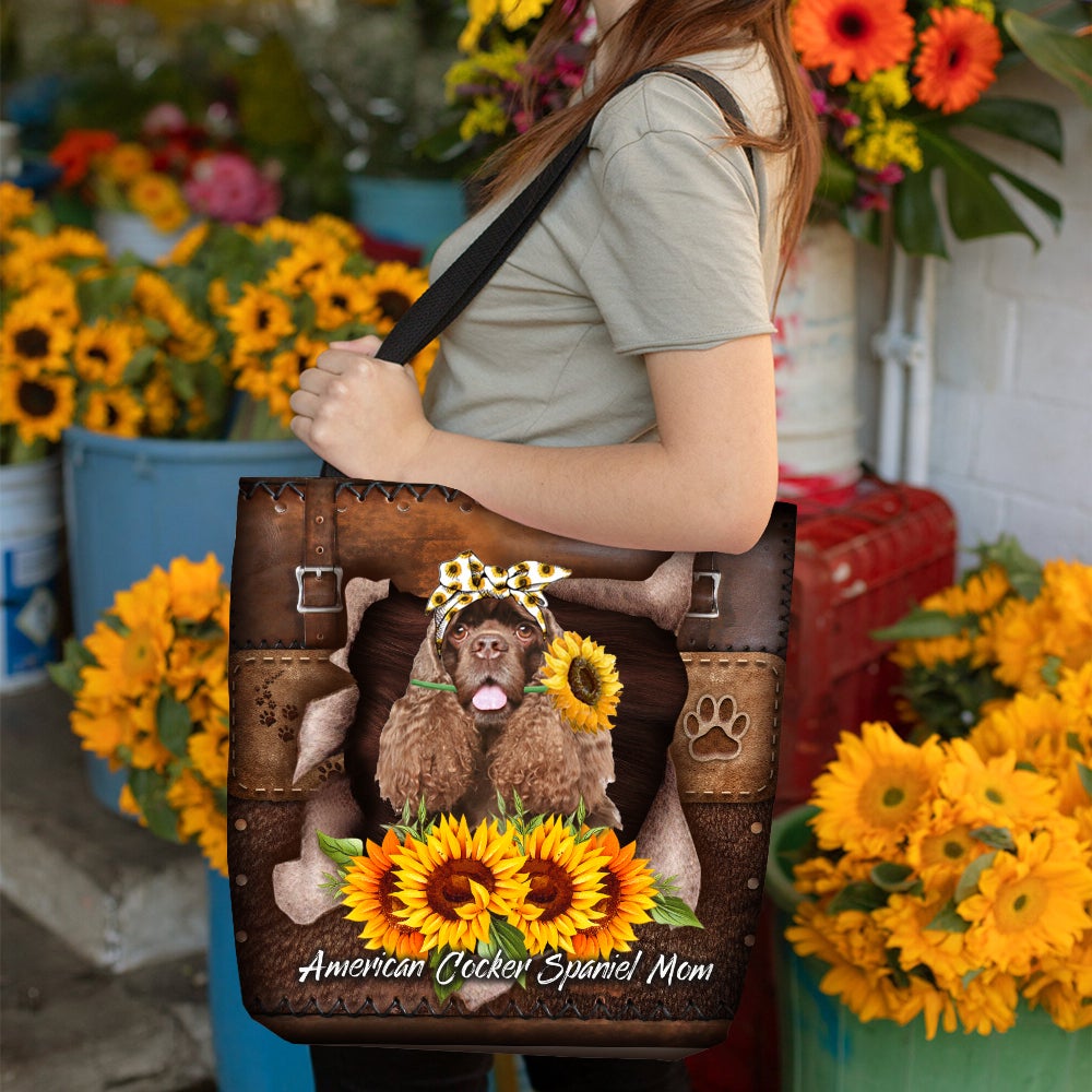 American Cocker Spaniel-Sunflower&Dog Mom Cloth Tote Bag