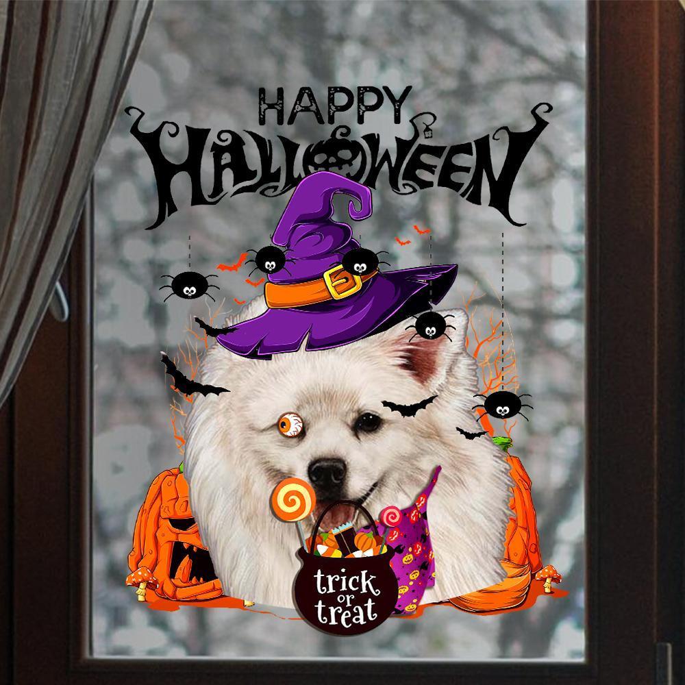 American Eskimo-Trick Or Treat-Halloween Window Clings Stickers