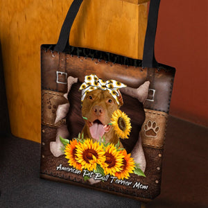 American Pit Bull Terrier-Sunflower&Dog Mom Cloth Tote Bag