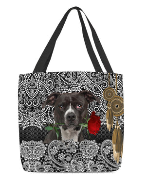 American Pitpull Terrier-Rose Cloth Tote Bag