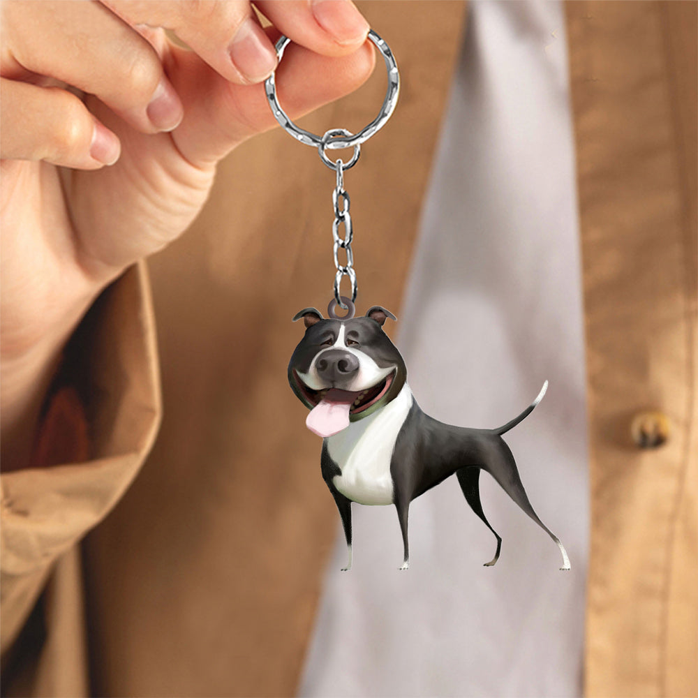 American Staffordshire Terrier-Look at me flat Acrylic Keychain