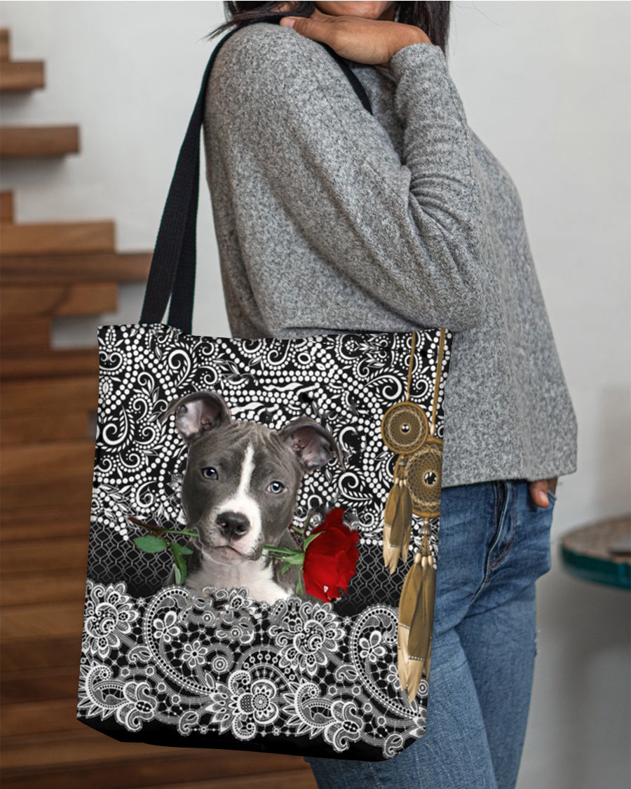 American Staffordshire Terrier-Rose Cloth Tote Bag