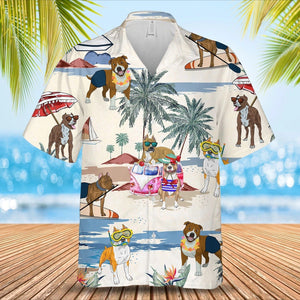 American Staffordshire Terrier Summer Beach Hawaiian Shirt