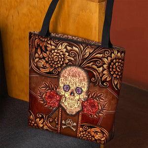 Anatolian shepherd Skull Flower Cloth Tote Bag